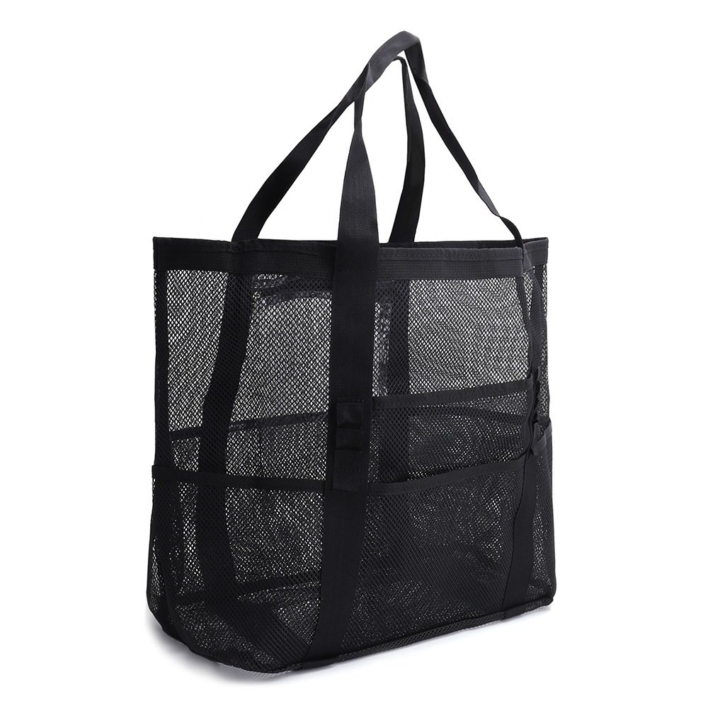 New Fashion Summer Hot Sale Custom Logo Net Shopping Mesh Beach Tote Bag with Pocket