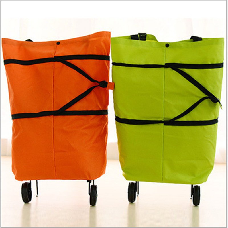 Lesgazers Collapsible Trolley Folding Shopping Bag With Wheels Shopping Cart Reusable Grocery Bags Trolley Bag On Wheels