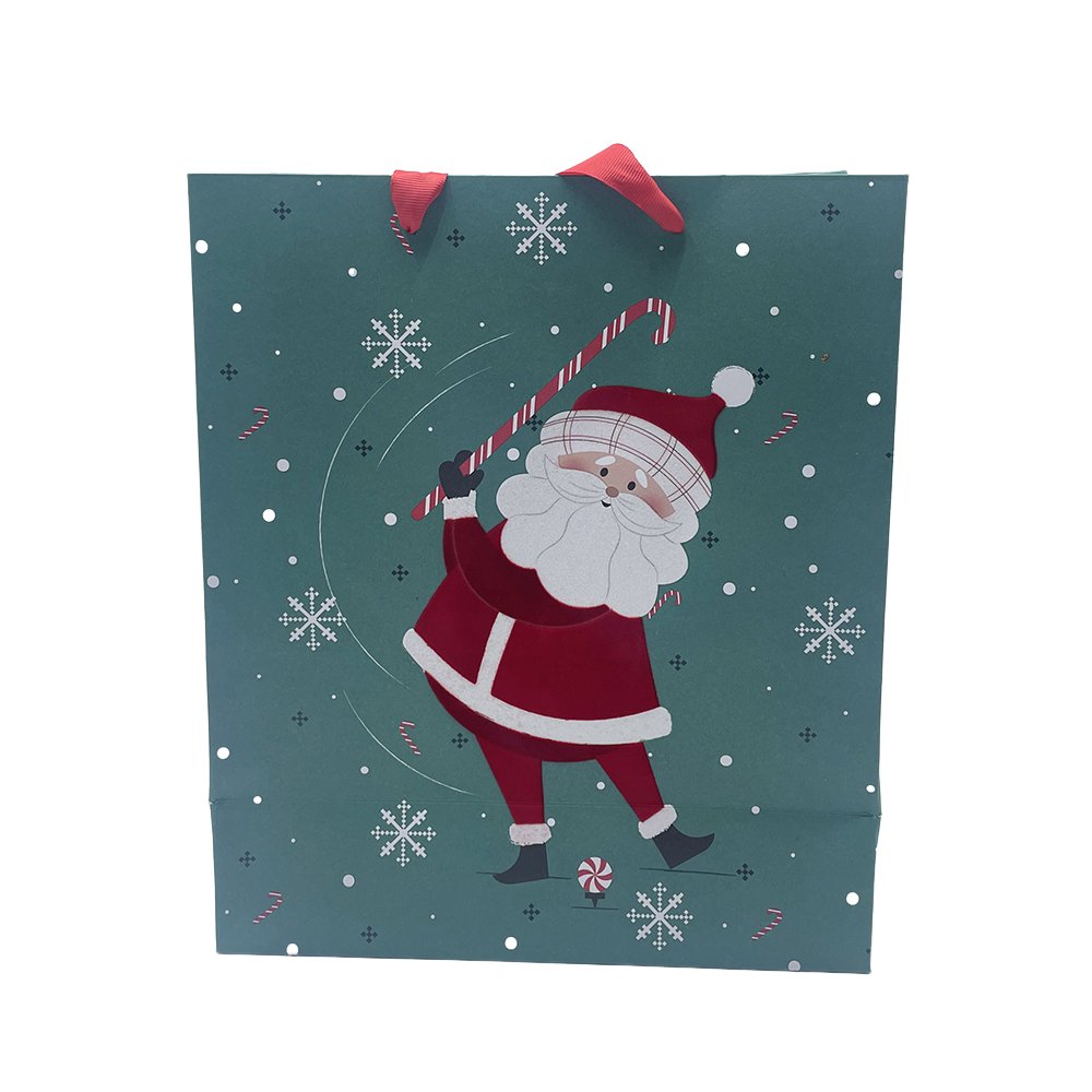 CHING TA High Quality Recyclable Custom Printed Santa Claus Paper Bag for Gifts Toys and Candle Shopping