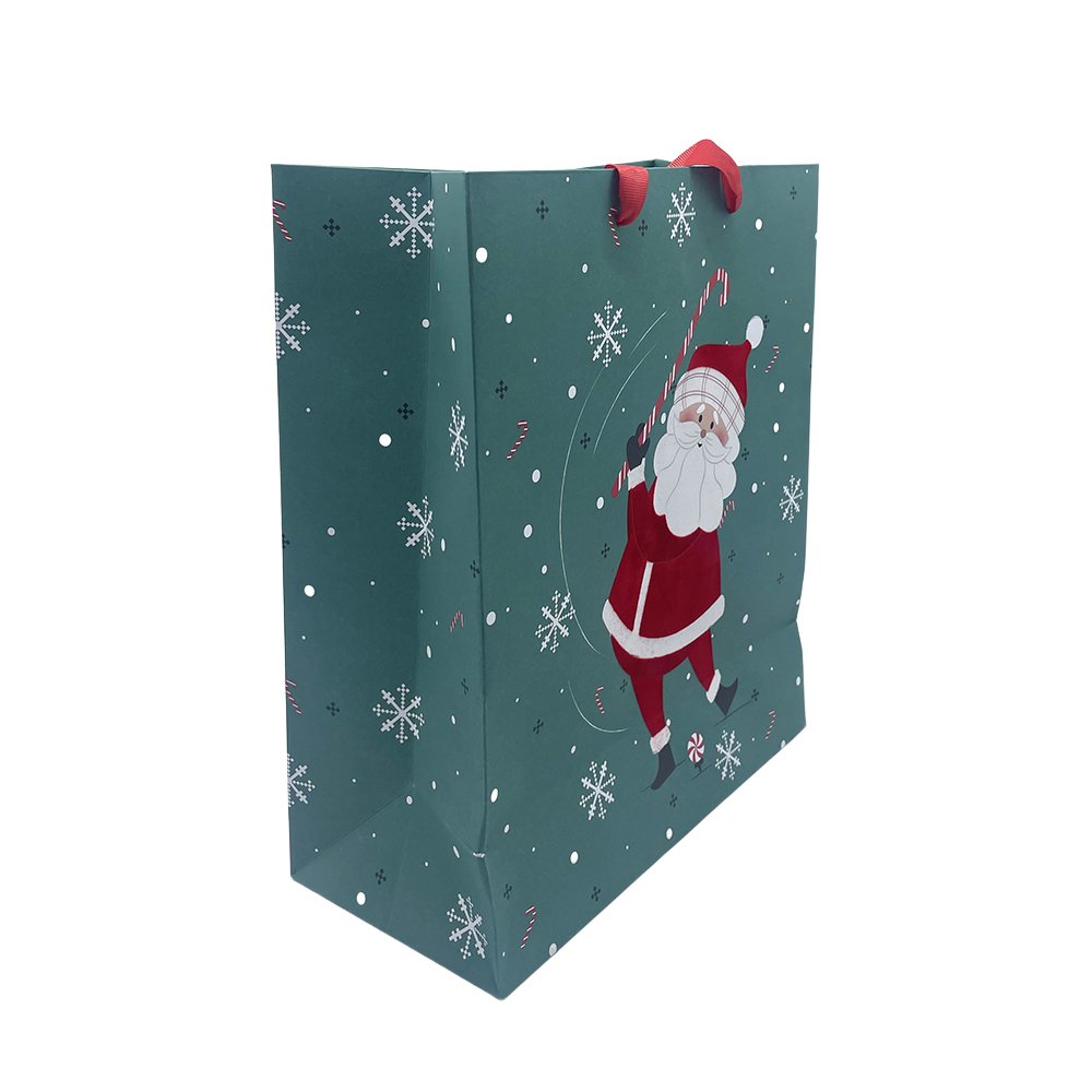 CHING TA High Quality Recyclable Custom Printed Santa Claus Paper Bag for Gifts Toys and Candle Shopping