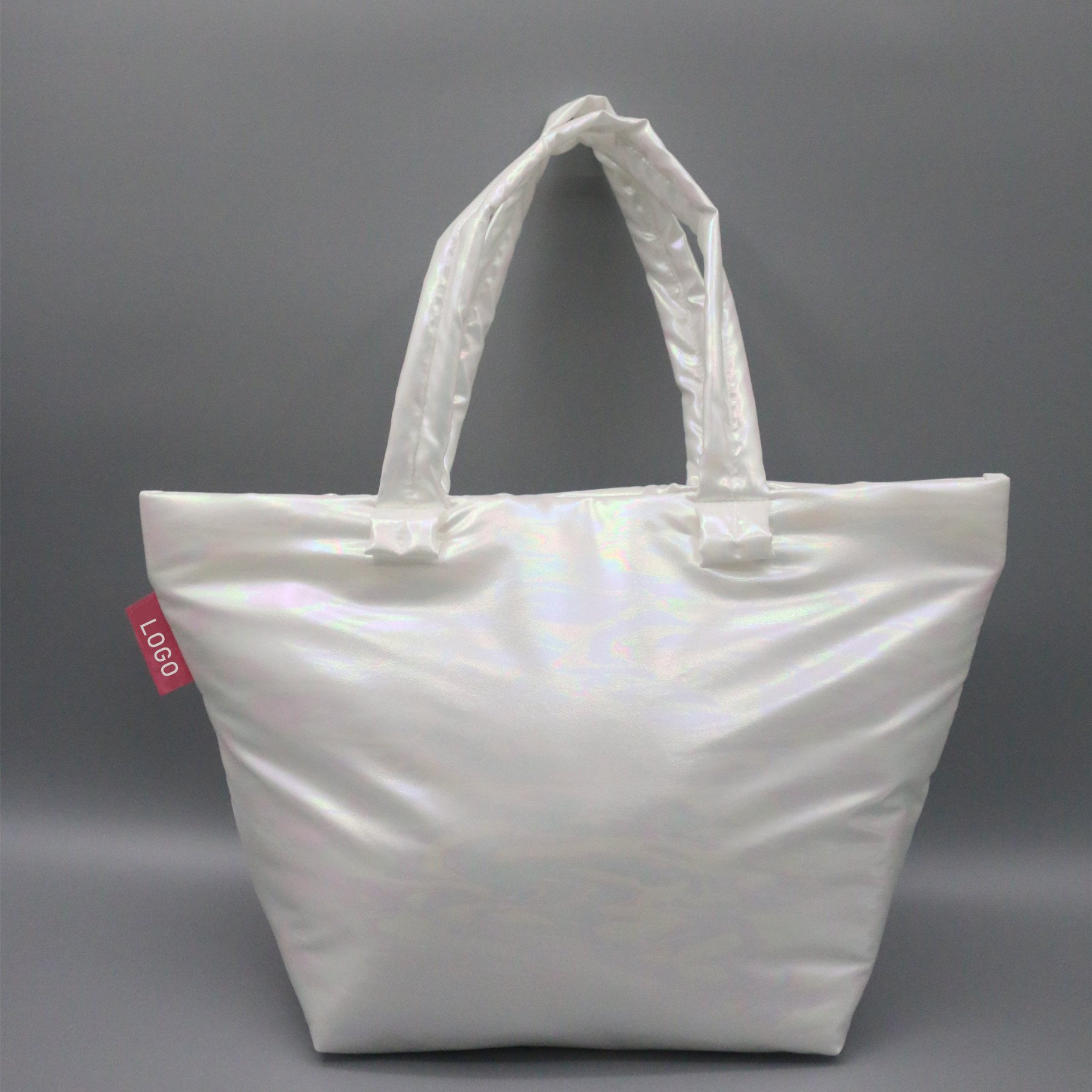Hot Sale Sustainable rPET Outside Pocket Tote Shopping Bag Large Capacity Eco-friendly Recycled Polyester Padded Cotton Tote Bag