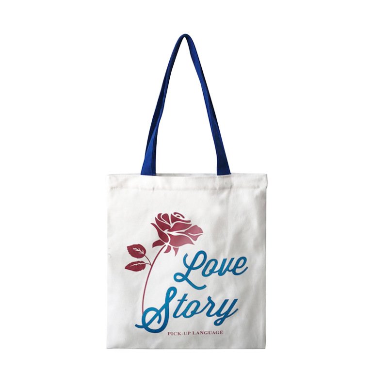 Simple natural cotton road bag cloth shopping bag with printed logo