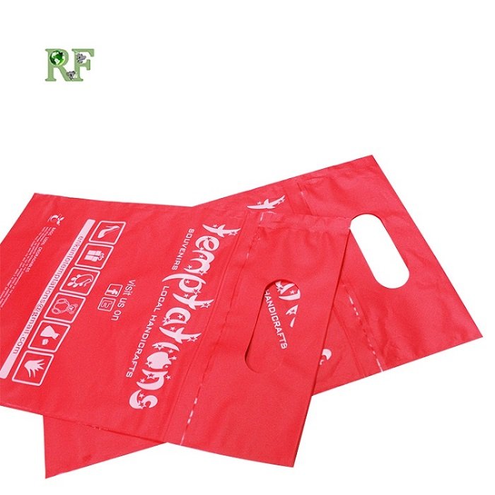 Custom logo printing recycled compostable carry pouch tiny resistant boutique gift biodegradable die cut plastic shopping bag