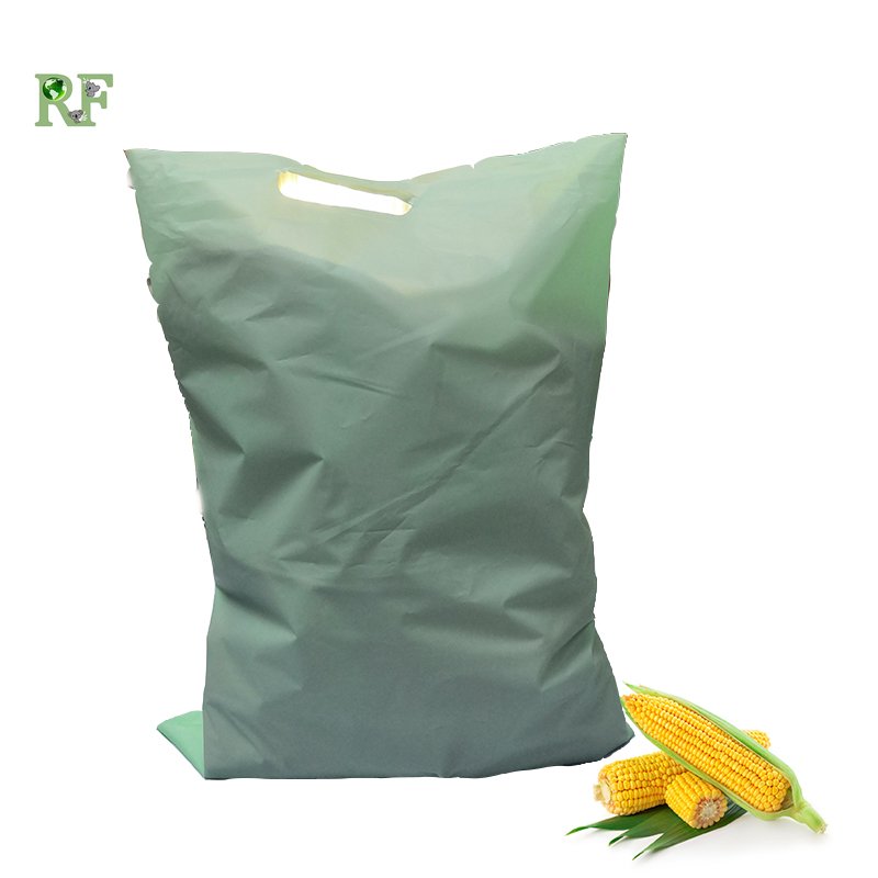 Custom logo printing recycled compostable carry pouch tiny resistant boutique gift biodegradable die cut plastic shopping bag