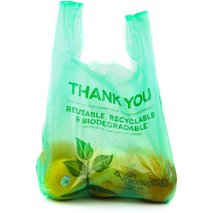 Custom biodegradable supermarket plastic shopping t shirt bags pbat compostable carry shopping bags