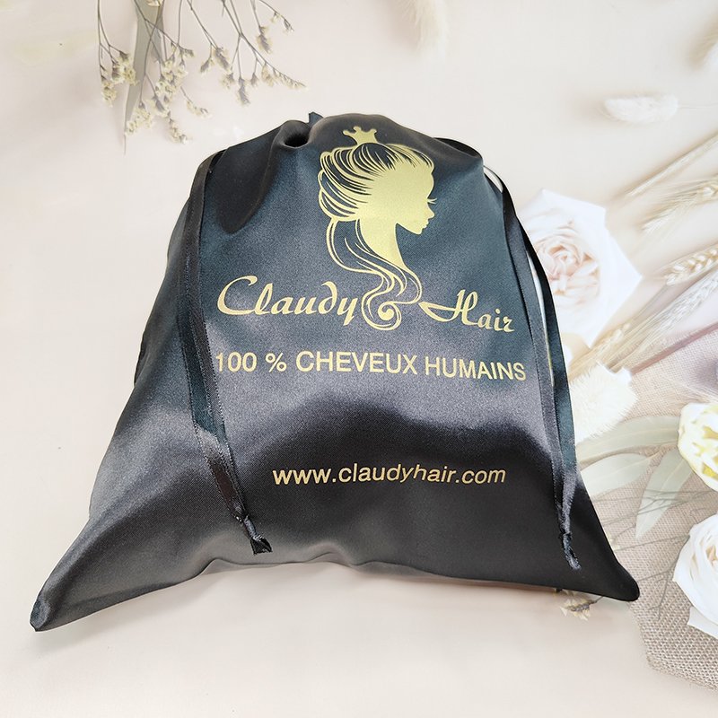 OEM Satin Silk Drawstring Bag Luxury Wig Bags Hair Packaging Satin Hair Bags Custom Logo
