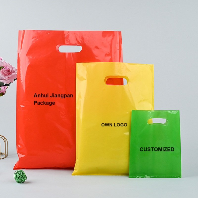Wholesale Die-Cut Handle Carry Plastic Shopping Bag Eco-Friendly Custom Design Grocery Plastic Bag With Own Logo