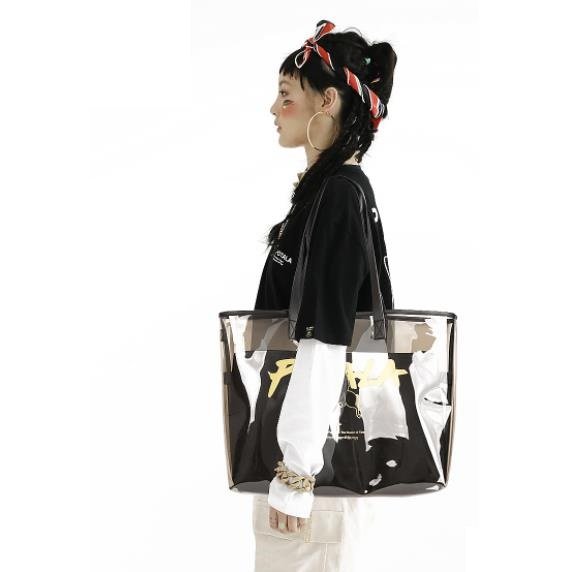 New Recycled clear custom transparent bulk pvc tote shopping packaging bag kit