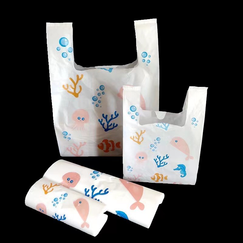 Custom Recyclable Printed Shopping Vest Plastic Carrier Bags T-shirt Bags with Logos