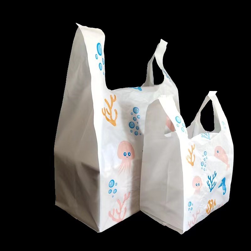 Custom Recyclable Printed Shopping Vest Plastic Carrier Bags T-shirt Bags with Logos