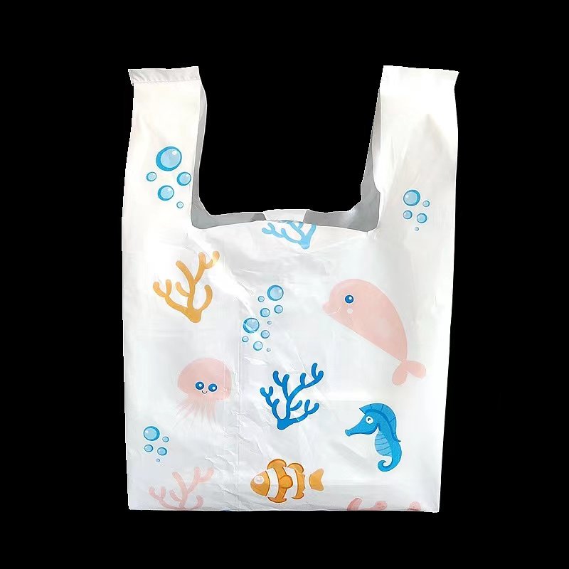 Custom Recyclable Printed Shopping Vest Plastic Carrier Bags T-shirt Bags with Logos