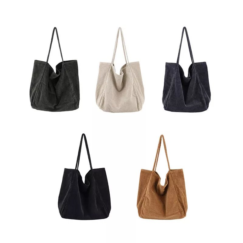 Wholesale Corduroy Tote Bag Crossbody Casual Shoulder Handbag Big Shopping Bag For Women