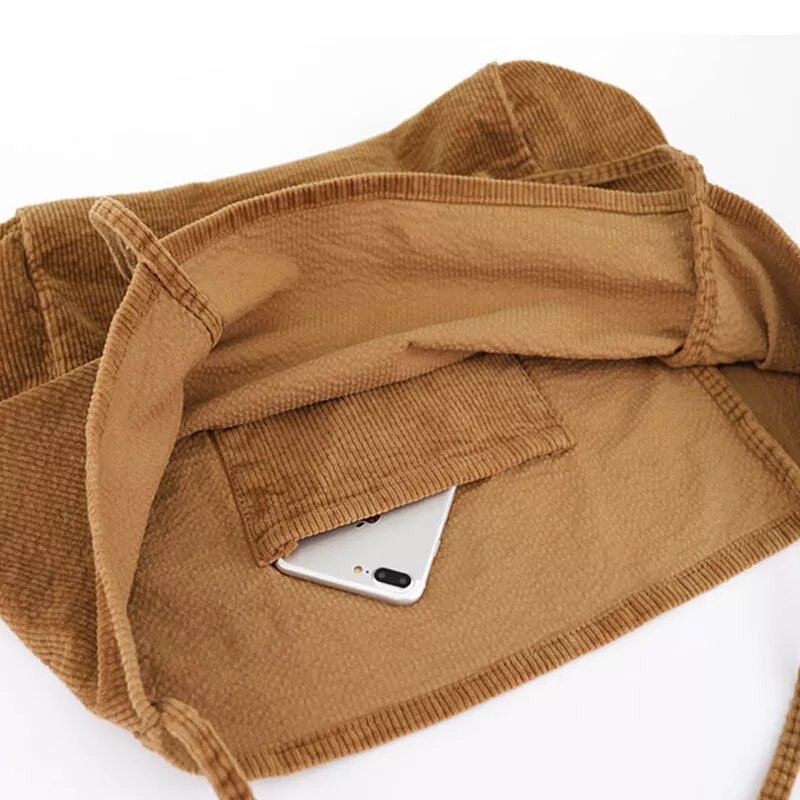 Wholesale Corduroy Tote Bag Crossbody Casual Shoulder Handbag Big Shopping Bag For Women
