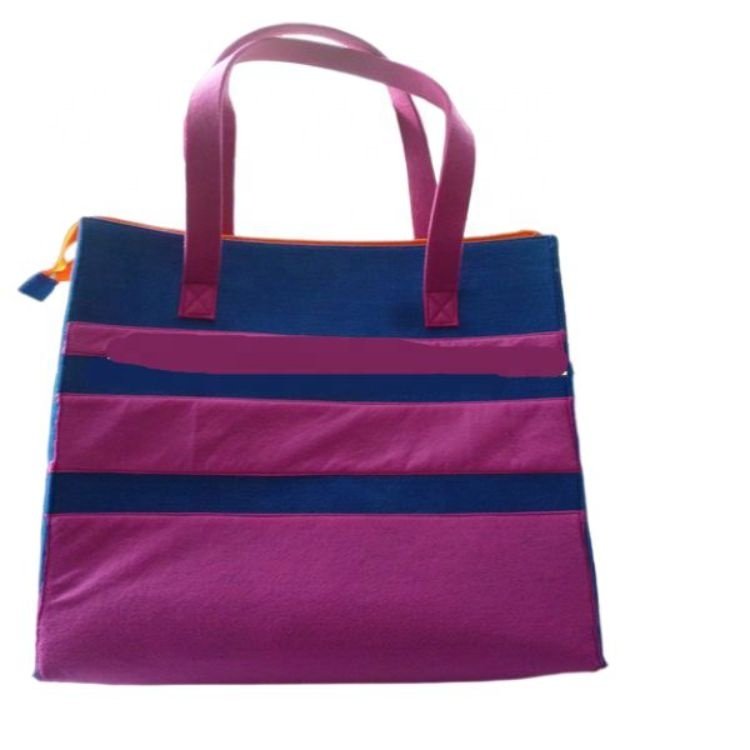 Evercredit Purple And Beige Simple Low Price Pp Non-woven Tote Bag With Long Handles