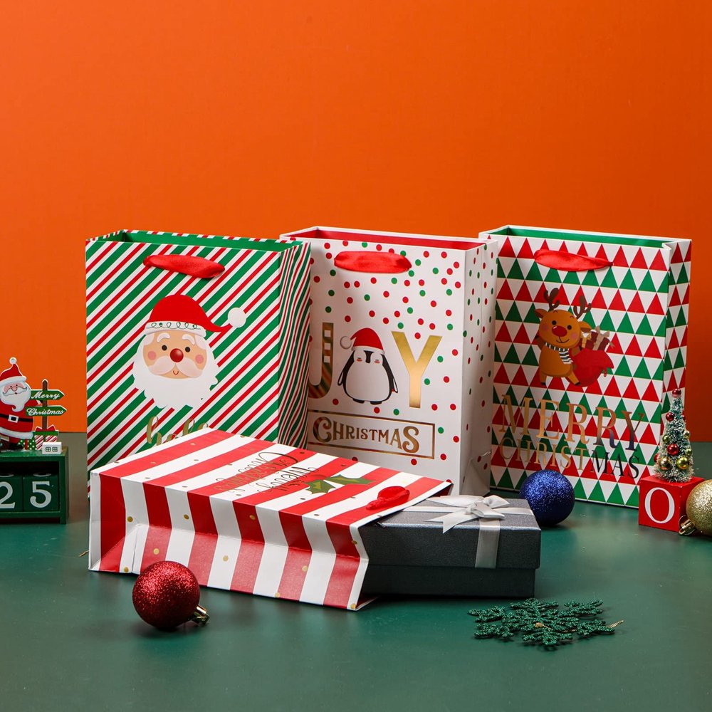 Custom Low Price Christmas Style Gift Packaging Card Paper Shopping Bag