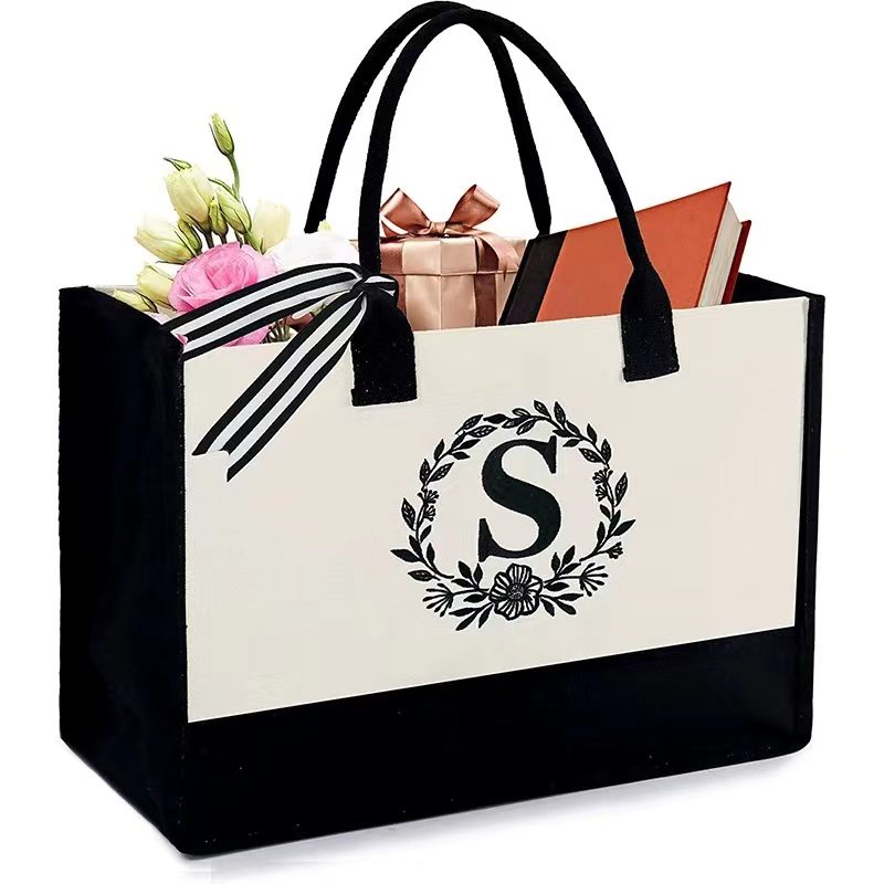 Hot Selling Jute Bag Custom Printed Letter Design Large Eco Friendly Burlap Jute Women Shopping Tote Beach Bag With Logos