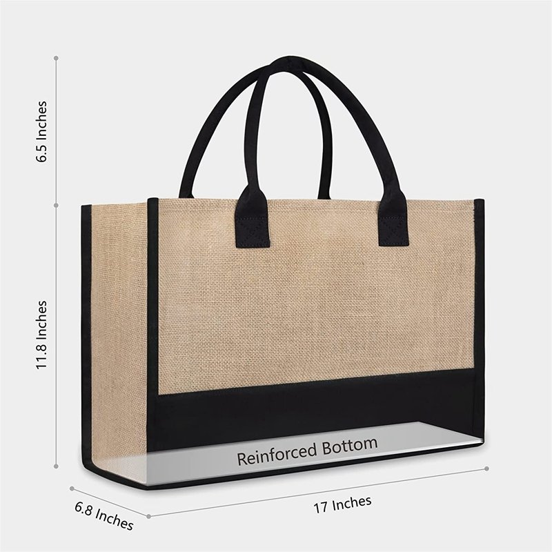 Hot Selling Jute Bag Custom Printed Letter Design Large Eco Friendly Burlap Jute Women Shopping Tote Beach Bag With Logos
