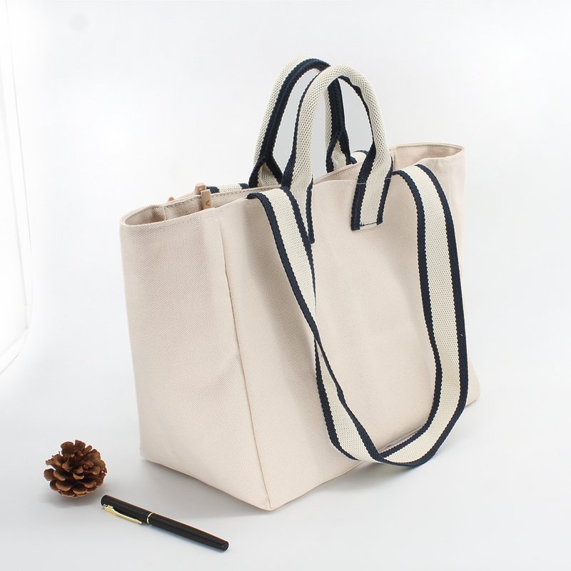 Customized Solid Color Canvas Tote Bag Large Capacity Canvas Shoulder Bag Plain Canvas Shopping Bag