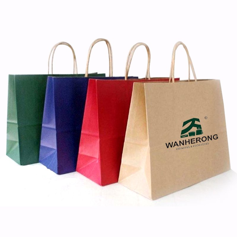 White Brown Kraft Paper Bags With Your Own Logo Paper Shopping Kraft Bag Custom Paper Bags With Handles Green Box Accept
