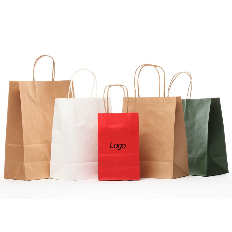 White Brown Kraft Paper Bags With Your Own Logo Paper Shopping Kraft Bag Custom Paper Bags With Handles Green Box Accept