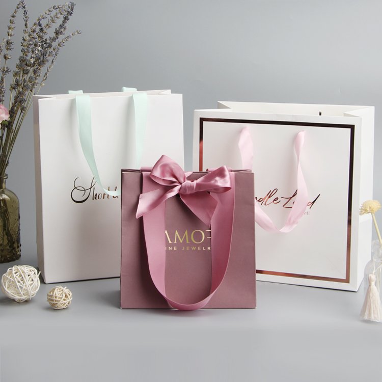 Luxury Handle Boutique Shopping Packaging Customized Printed Euro Tote Paper bag Custom With Logo