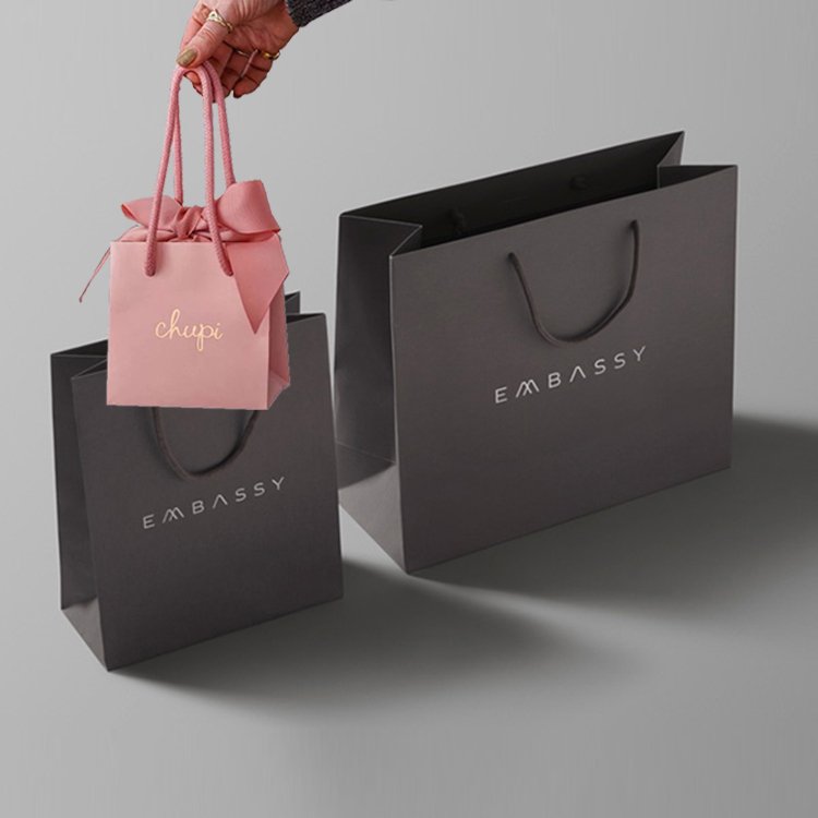 Luxury Handle Boutique Shopping Packaging Customized Printed Euro Tote Paper bag Custom With Logo