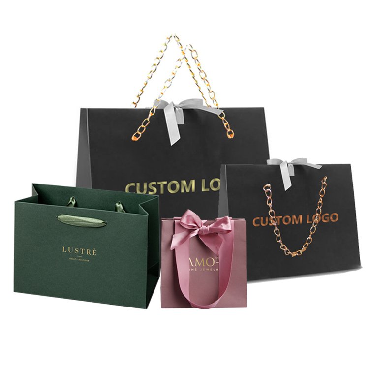 Luxury Handle Boutique Shopping Packaging Customized Printed Euro Tote Paper bag Custom With Logo