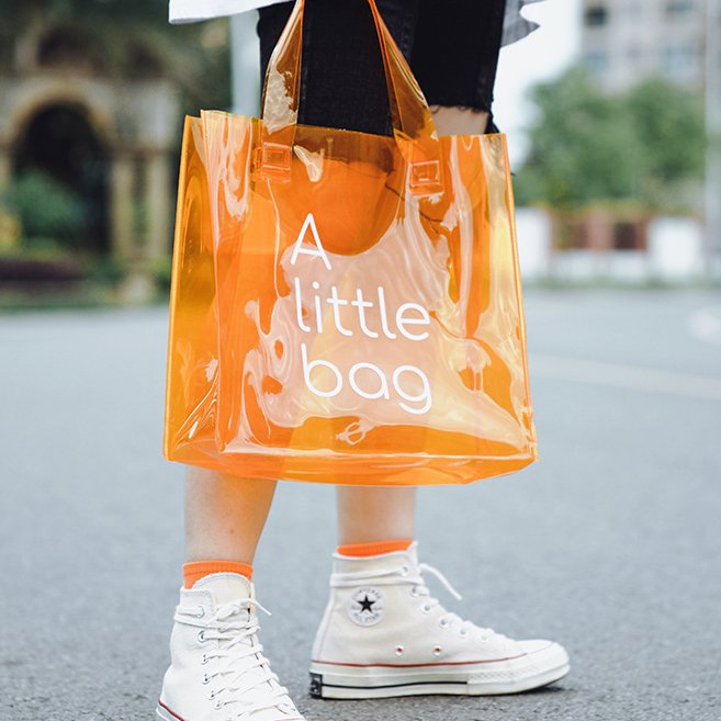 Colored PVC Shopping Bag Customized Logo Tote Bag Transparent Beach Shopping Small Tote