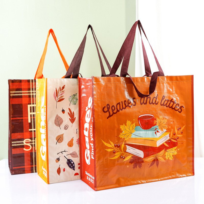 Eco laminated pp woven fabric tote bag supermarket bags custom design for shopping