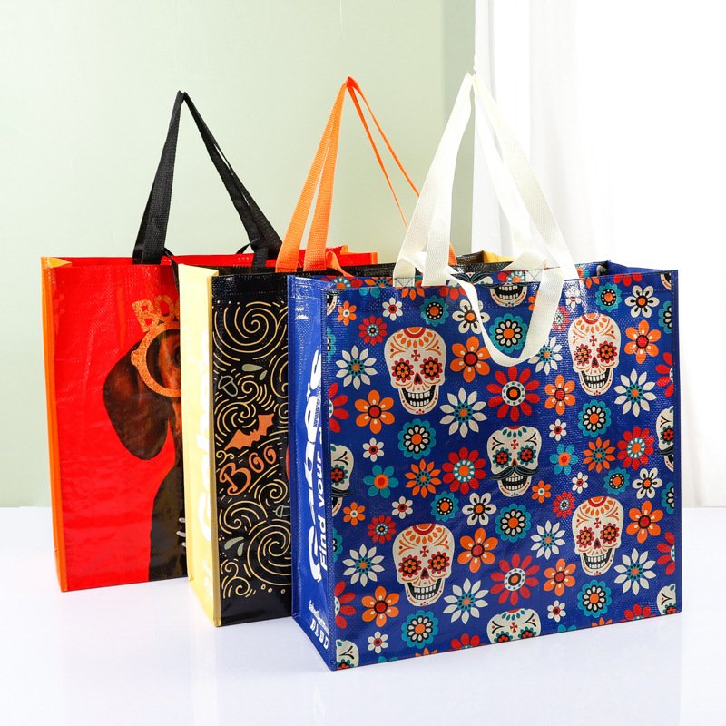 Eco laminated pp woven fabric tote bag supermarket bags custom design for shopping