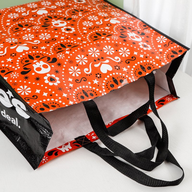 Eco laminated pp woven fabric tote bag supermarket bags custom design for shopping