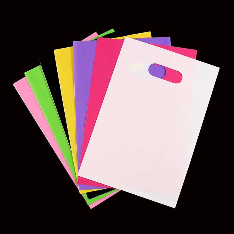 Recyclable Die Cut Handle Plastic Bags Custom Pink Plastic Thank You Shopping Bag Plastic Bag Handle