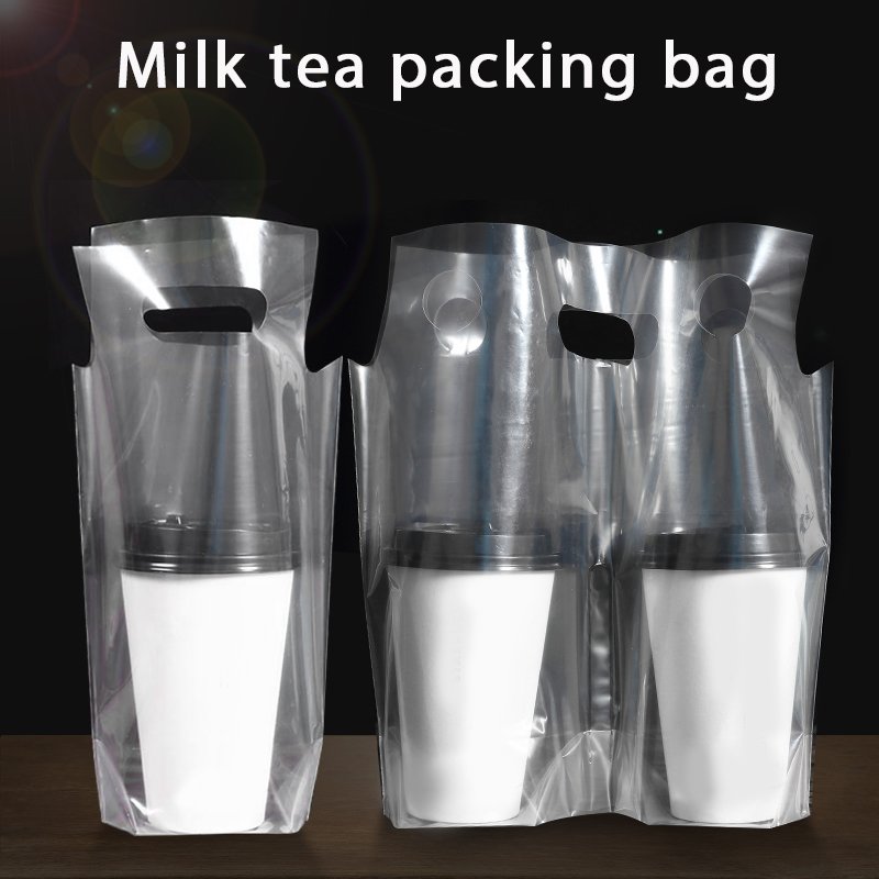 China Factory direct sale plastic bag with logo print, transparent plastic bag for milk tea shop