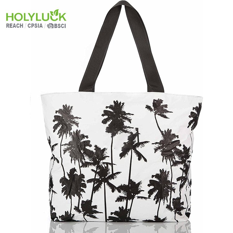 Eco Promotional Custom Logo Blank Printed Organic Shopper Reusable Tyvek Shopping Beach Bag With Zipper