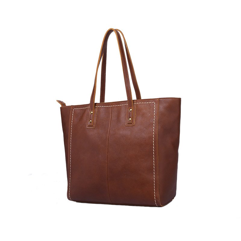 Women's Large Capacity Shoulder tote bags ladies vintage Genuine Leather Handbags Leather Shopping Bag