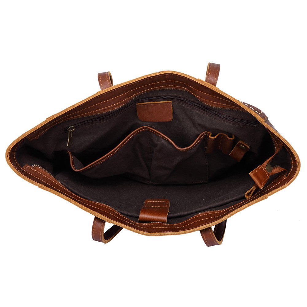 Women's Large Capacity Shoulder tote bags ladies vintage Genuine Leather Handbags Leather Shopping Bag
