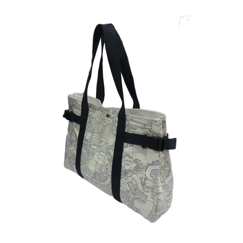 OEM Eco-Friendly Custom Dupont Tyvek Paper Travel Tote Shopping Bag Canvas Lining Letter Pattern Logo Durable Packing Tote Bag