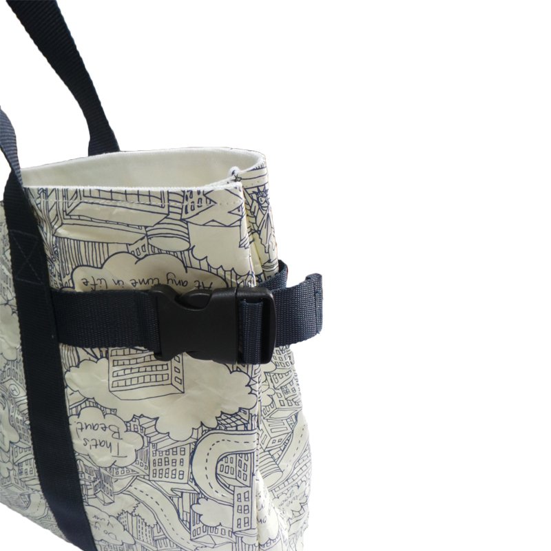 OEM Eco-Friendly Custom Dupont Tyvek Paper Travel Tote Shopping Bag Canvas Lining Letter Pattern Logo Durable Packing Tote Bag