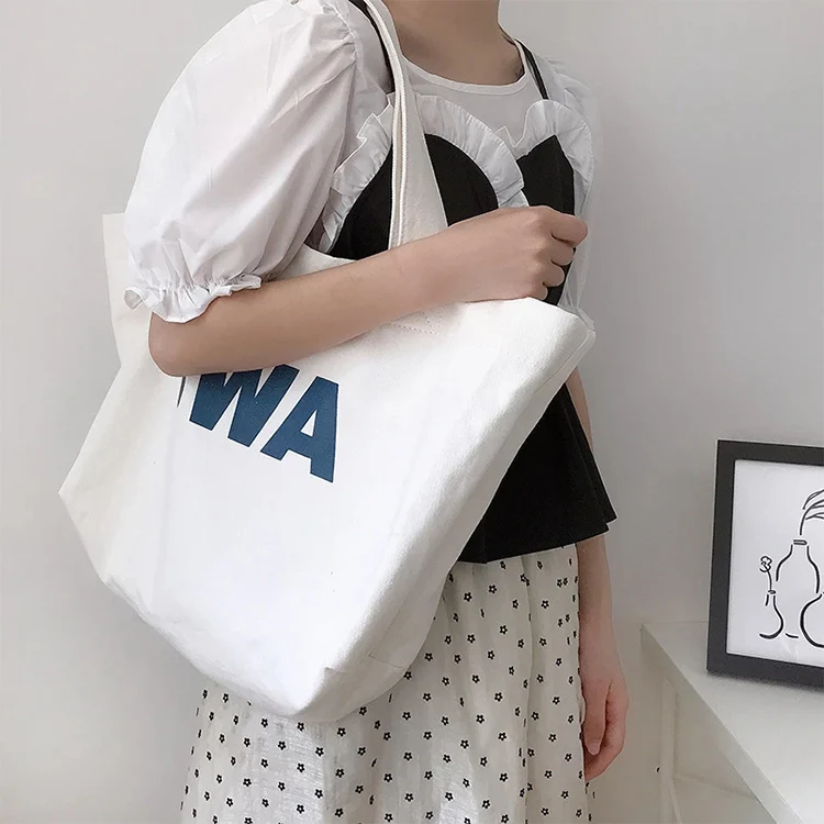 Pamela Korean large capacity shoulder shopping bag literary canvas bag tote bag for student custom printed logo reusable cotton