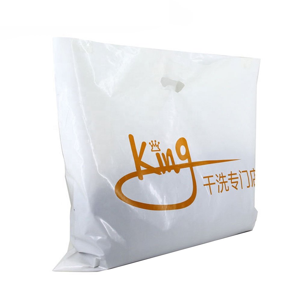 HDPE/LDPE Die Cut Patch Handle Custom Plastic Merchandise Retail Bags With Own Logo Shenzhen Manufacturer Shopping Bag
