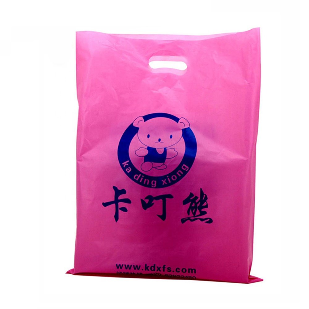 HDPE/LDPE Die Cut Patch Handle Custom Plastic Merchandise Retail Bags With Own Logo Shenzhen Manufacturer Shopping Bag