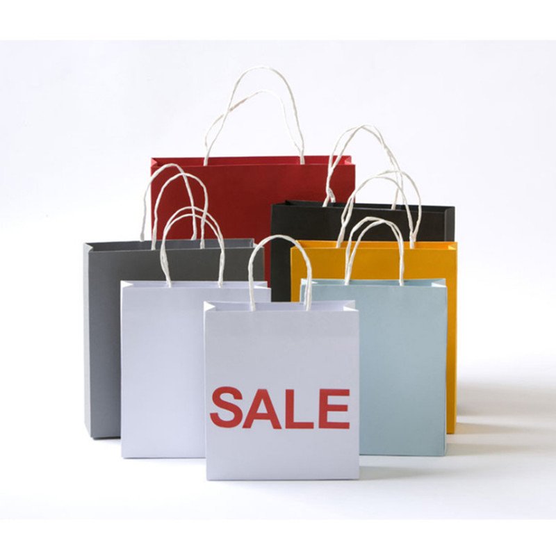 Custom Logos Gift Advertising Handle Ribbon Paper Shopping Bag