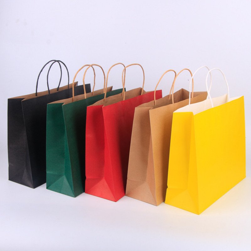 Custom Logos Gift Advertising Handle Ribbon Paper Shopping Bag