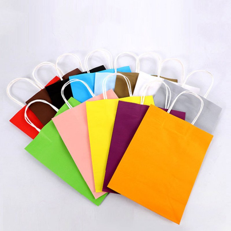 Custom Logos Gift Advertising Handle Ribbon Paper Shopping Bag