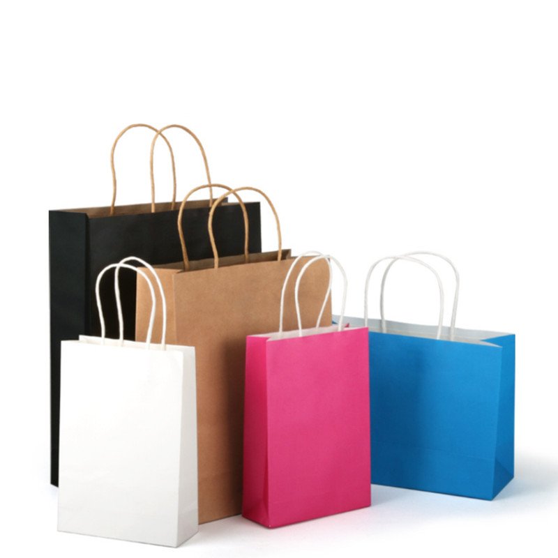 Custom Logos Gift Advertising Handle Ribbon Paper Shopping Bag