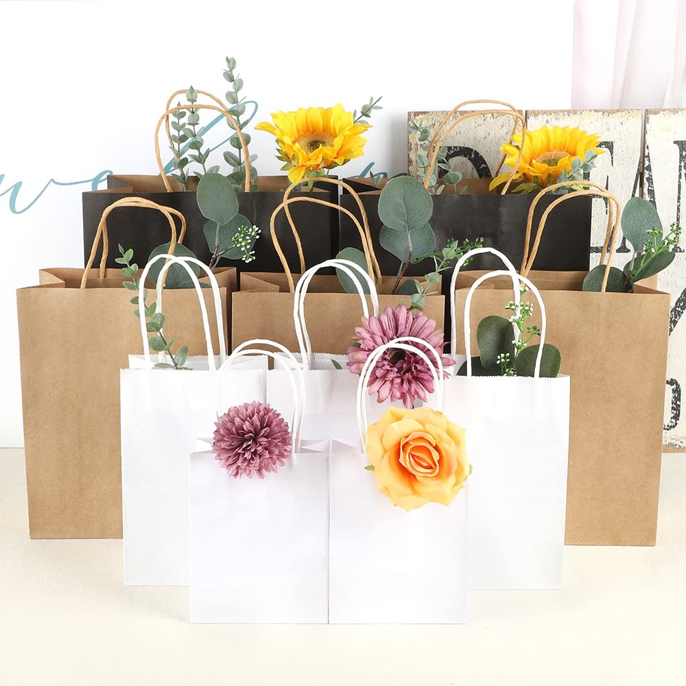 Factory Direct Sale Candy Flowers Food Takeaway Packaging Shopping Bags Multicolor Biodegradable Kraft retail paper bag jewelry