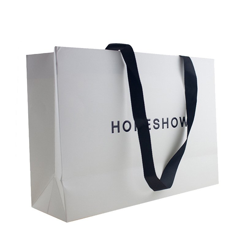 Custom luxury shopping bag white kraft paper card eco friendly