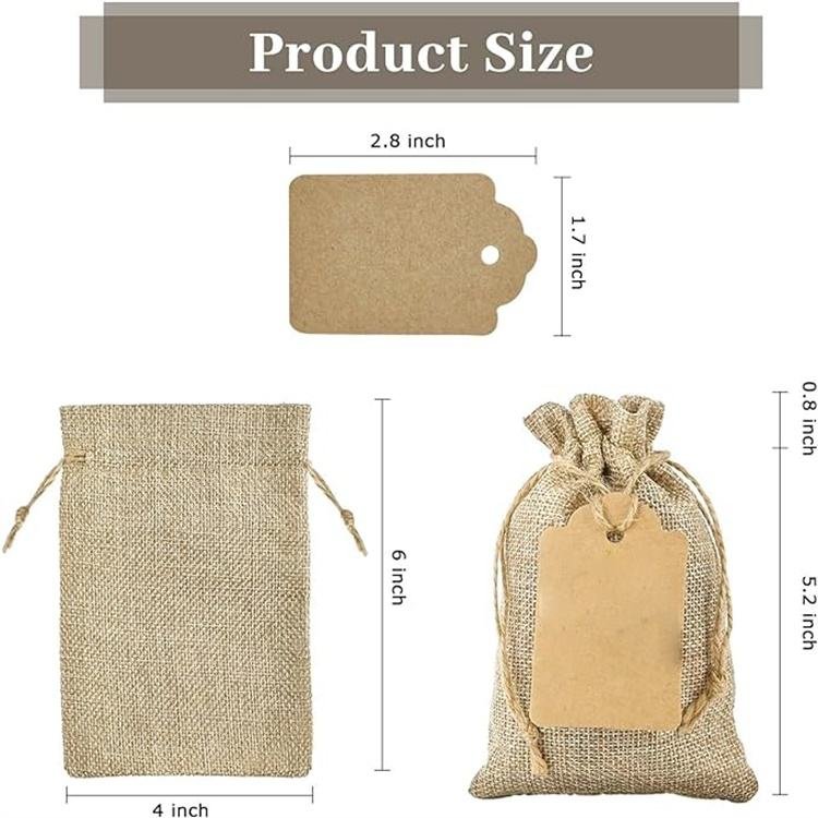 Reusable Small Linen Pouch Burlap Jute Shopping Bag Eco-friendly Jute Drawstring Gift Bag With Custom Printed Logo