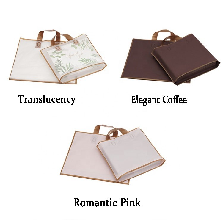 custom logo Clothing store frosted bag Gold Edge printable logo plastic packaging gift bag women's portable shopping bag