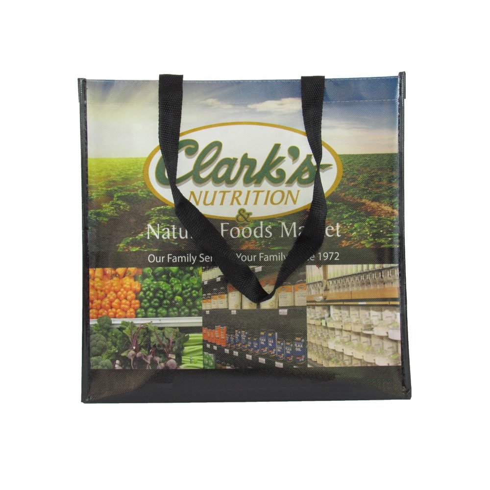 China Factory Eco-Friendly Glass Laminated PP Non-Woven Tote Shopping Bag with Custom Logo Screen Printed Recyclable Food Use